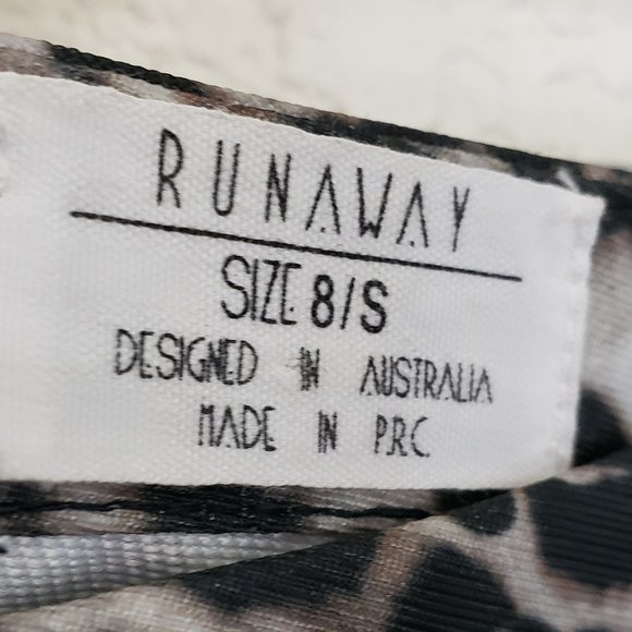 Runaway Women's Cheetah Print Ruffle Side Slit Asymmetrical Midi Skirt Sz 8 - Picture 7 of 15